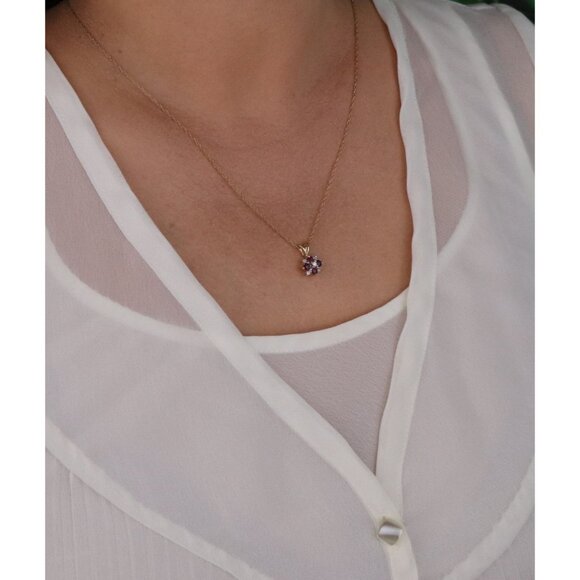 Pendant Only 14k Yellow Gold Natural Ruby & Diamond Pendant 5/8" x 3/8" - Picture 2 of 6